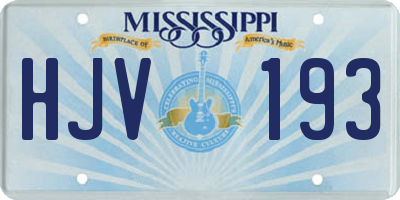 MS license plate HJV193