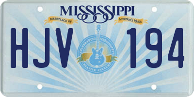 MS license plate HJV194