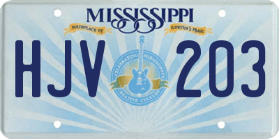MS license plate HJV203