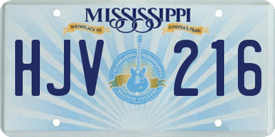MS license plate HJV216