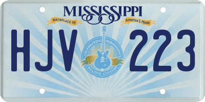 MS license plate HJV223