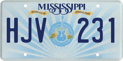 MS license plate HJV231