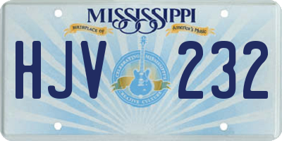 MS license plate HJV232