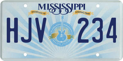 MS license plate HJV234