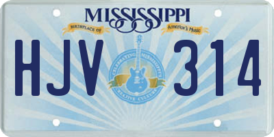 MS license plate HJV314