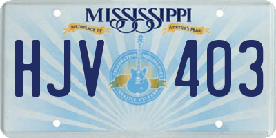 MS license plate HJV403