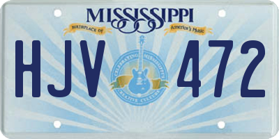 MS license plate HJV472
