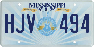 MS license plate HJV494