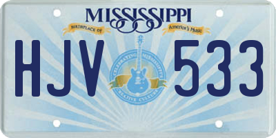 MS license plate HJV533