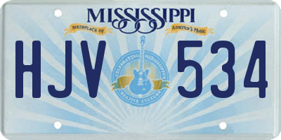MS license plate HJV534