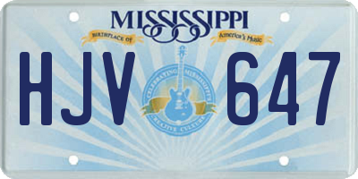 MS license plate HJV647