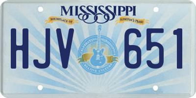 MS license plate HJV651