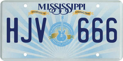 MS license plate HJV666