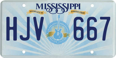 MS license plate HJV667