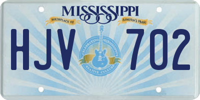 MS license plate HJV702