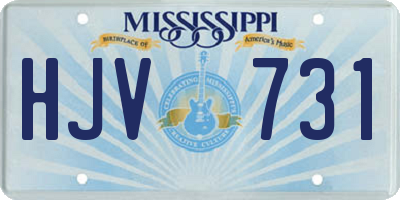 MS license plate HJV731