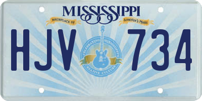 MS license plate HJV734