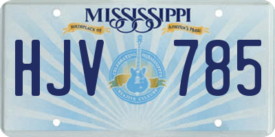 MS license plate HJV785