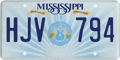 MS license plate HJV794