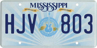 MS license plate HJV803