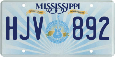 MS license plate HJV892