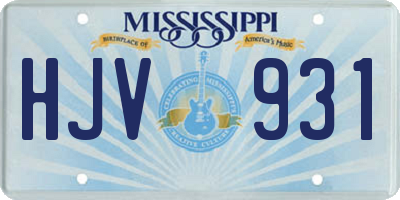 MS license plate HJV931