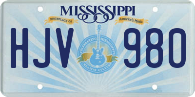 MS license plate HJV980