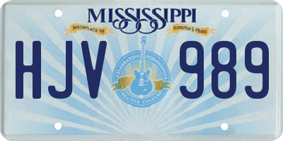 MS license plate HJV989