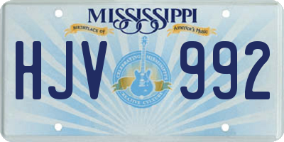 MS license plate HJV992