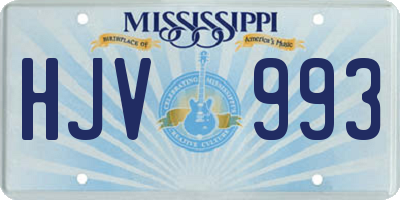 MS license plate HJV993