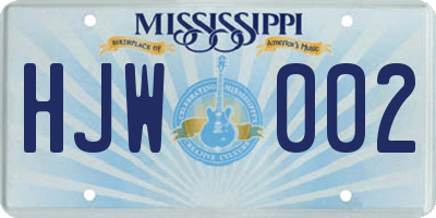 MS license plate HJW002