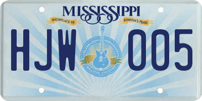 MS license plate HJW005