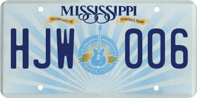 MS license plate HJW006