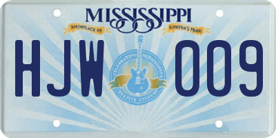 MS license plate HJW009