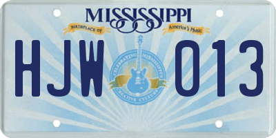 MS license plate HJW013