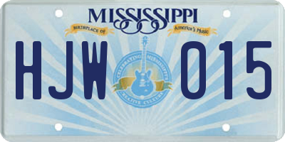 MS license plate HJW015