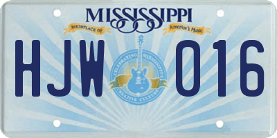 MS license plate HJW016