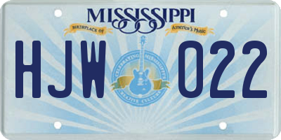 MS license plate HJW022