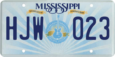 MS license plate HJW023