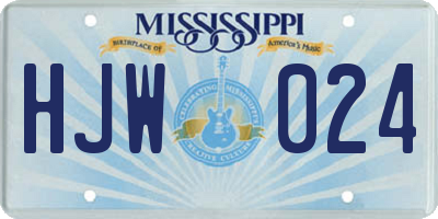 MS license plate HJW024