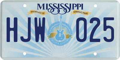 MS license plate HJW025