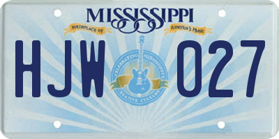 MS license plate HJW027