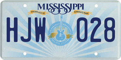 MS license plate HJW028