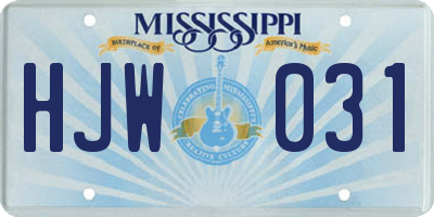 MS license plate HJW031