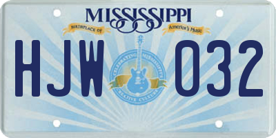 MS license plate HJW032