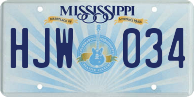 MS license plate HJW034