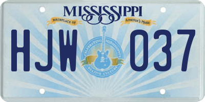 MS license plate HJW037
