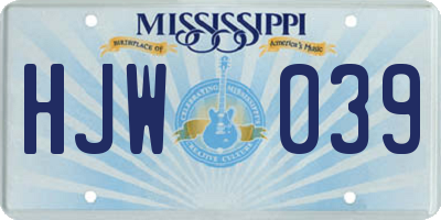 MS license plate HJW039