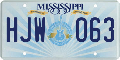 MS license plate HJW063