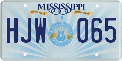MS license plate HJW065